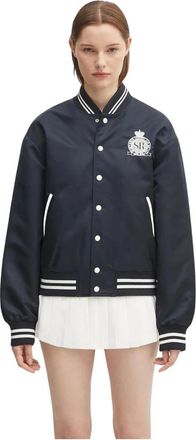 Sporty & Rich Jassen, Dames, Blauw, M, Nylon, Royal Club Nylon Varsity Bomberjack