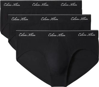 Calvin Klein Icon Cotton Stretch Script 3-Pack Hip Brief - Underwear - Hombre - Negro - XL