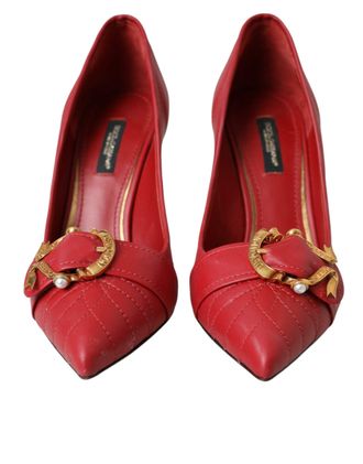 Dolce & Gabbana Red Devotion Leather Heels Pumps Womens Shoes