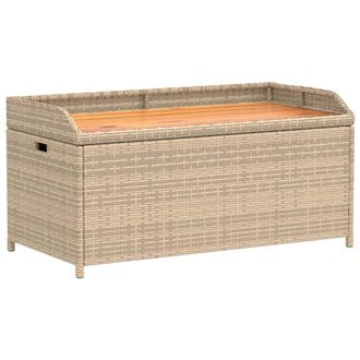 vidaXL Panca Portaoggetti Beige Misto 100x50x52 Cm Polyrattan E Acacia - Vidaxl