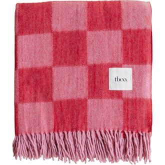 TBCo Recycled Wool Checkered Throw Blanket in Pink & Red Checkerboard at Nordstrom, Size Large