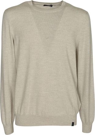 Fay Stijlvolle Gebreide Trui met Ronde Hals - Heren - Ronde hals truien - Grijs - XL - Truien & Vesten