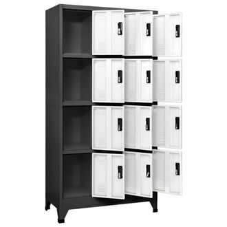 Berkfield Home Locker Cabinet Anthracite & White 90x45x180 cm Steel in Charcoal | Size: 90 x 45 x 180 cm
