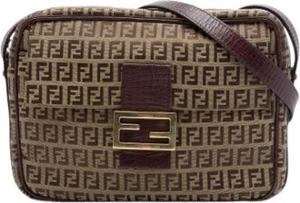 Fendi Pre-owned Canvas Crossbody Bag - Dames - Vintage Schoudertas - Bruin - ONE Size - Leer - Vintage
