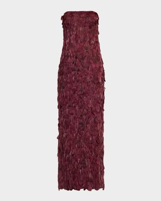 SIMKHAI Malvina Feather Strapless Gown