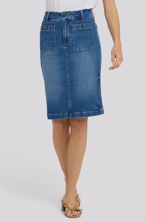 NYDJ Patch Pocket Denim Skirt in Wild River at Nordstrom, Size 16