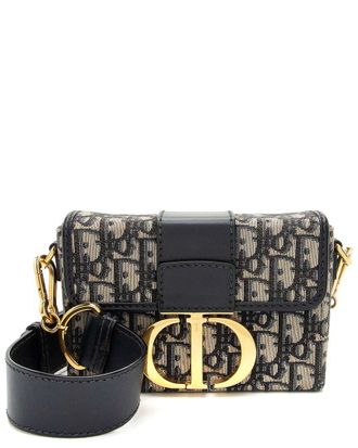 Dior Blue Leather Oblique Montaigne 30 Box Shoulder Bag (Authentic Pre-Loved)