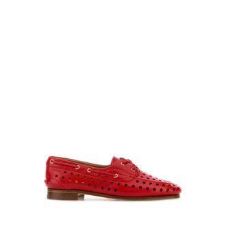 Bally Rode Leren Feest Veterschoenen Loafers - Dames - Loafers - Rood - 36 EU - Schoenen