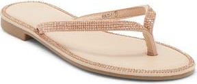 Top Moda Haiti Rhinestone Embellished Flip Flop in Rose Gold Pu at Nordstrom Rack, Size 5.5