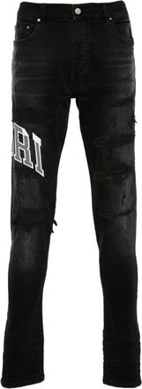 Amiri Varsity Logo Repair jeans - men - Cotton/Polyamide - 30 - Black