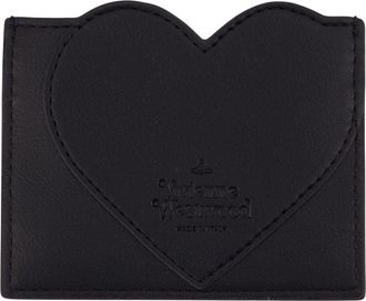 Vivienne Westwood Womens Heart-Embossed Synthetic Card Case Black Cases