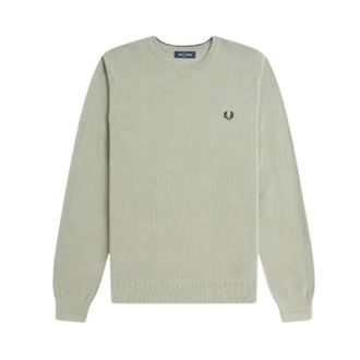 Fred Perry Round-neck Knitwear, male, Green, Size: XL Piqu&eacute; Stitch Jumper