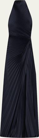 A.L.C. Romy High-Neck Pleated Satin Gown