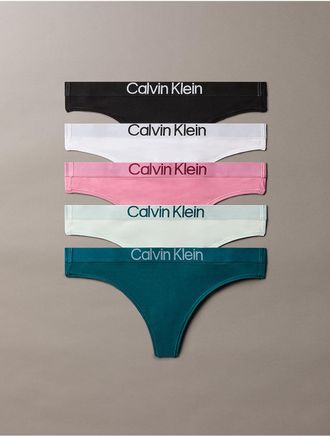 Calvin Klein Womens Maximum Cotton 5-Pack Thong - Multi - XL