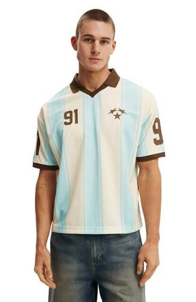 Cotton On Mens Cropped Sports Jersey in Creampuff Blue Star 91 at Nordstrom, Size X-Large