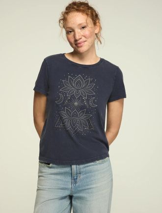 Lucky Brand Womens Double Lotus Classic Crew