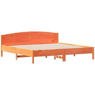 vidaXL Vidaxl - Cama Sin Colch&oacute;n Madera Maciza De Pino Marr&oacute;n Cera 200x200 Cm