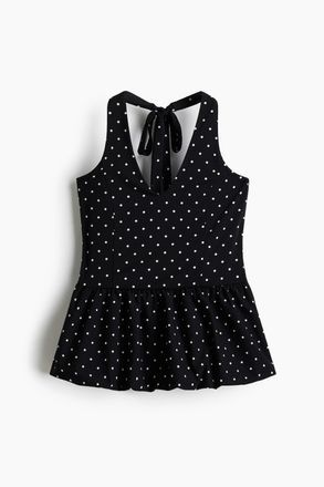 H&M Neckholder-Top mit Peplum - Schwarz/Gepunktet