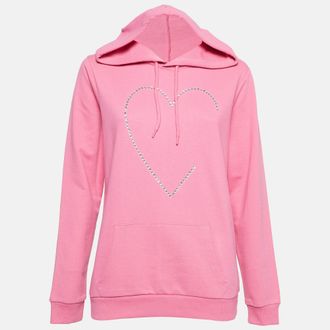 Love Moschino Pink Crystal Embellished Cotton Hoodie