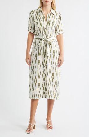 Halogen Tie Waist Shirtdress in Capulet Olive at Nordstrom Rack, Size X-Large