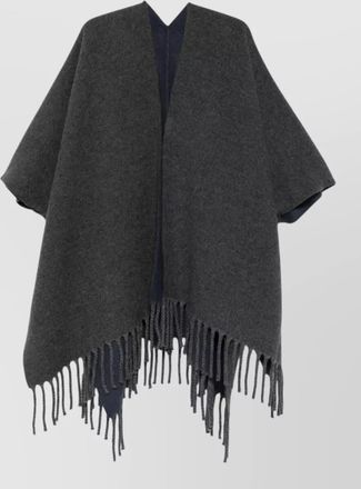 Brunello Cucinelli open style poncho fringe detail
