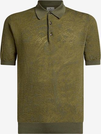 Etro Kurzarm-Jacquard-Strick-Polohemd aus Baumwolle mit Paisley-Motiv