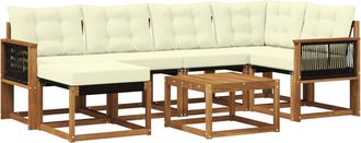 vidaXL Conjunto De Sof&aacute;s De Exterior 7 Uds. Natural Y Crema Vidaxl