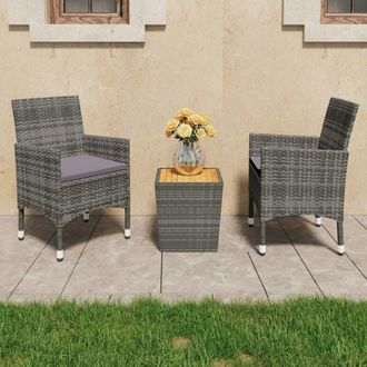 vidaXL Muebles De Jard&iacute;n 3 Pzas Rat&aacute;n Sint&eacute;tico Madera Acacia Gris Vidaxl