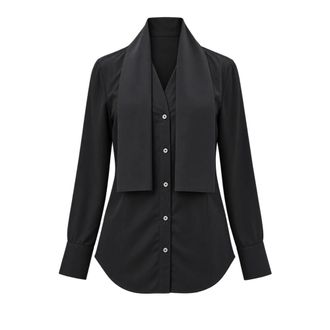 Tela Deanna Long Sleeve Shirt - Dames - Blouses & Shirts - Zwart - Maat: S Katoen