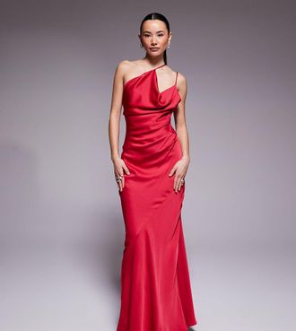 Forever New Vestito lungo monospalla rosso con scollo ad anello-Rosa