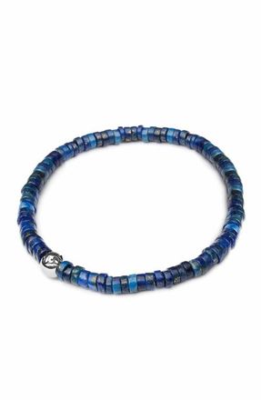 Nialaya Heishi Bead Blue Lapis Silver Wristband in Blue Lapis /Silver at Nordstrom, Size X-Large