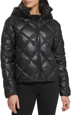 Kenneth Cole Cire Hooded Puffer Jacket in Black at Nordstrom Rack, Size X-Small