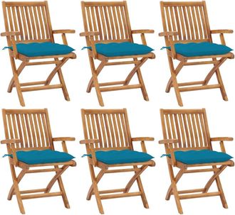 vidaXL Sillas De Jard&iacute;n Plegables 6 Uds Madera Maciza Teca Con Cojines Vidaxl