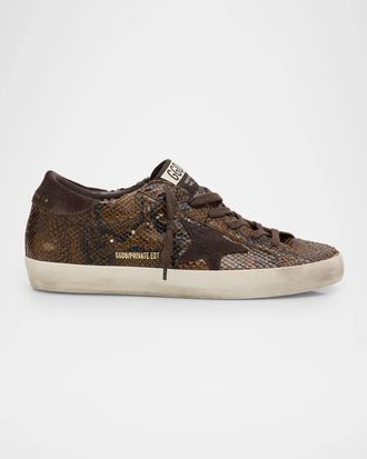 Golden Goose Super-Star Snake-Printed Leather Low-Top Sneakers