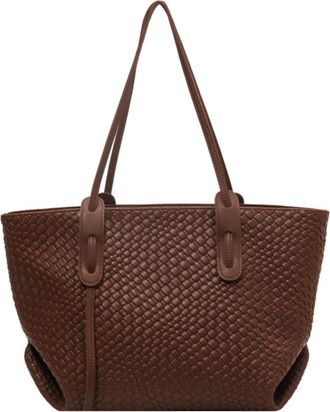 Generic Womens Vintage Woven PU Tote Bag, Classic Stitching Detail Shoulder Bag, Large Capacity, Applies to Office Commute, Urban Shopping and Daily Outings (