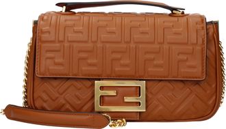 Fendi Damens Schultertasche Baguette aus braunem/Brandy-Leder