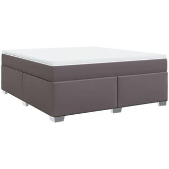 vidaXL Vidaxl - Cama Box Spring Con Colch&oacute;n Cuero Sint&eacute;tico Gris 180x200 Cm