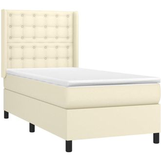 vidaXL Cama Box Spring Con Colch&oacute;n Cuero Sint&eacute;tico Crema 80x200 Cm Vidaxl
