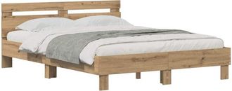 vidaXL Estructura De Cama Con Cabecera Roble Artesanal 140 X 200 Cm Vidaxl