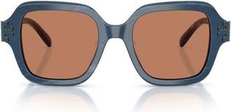 Tory Burch 51mm Square Sunglasses in Navy Marble /Brown at Nordstrom