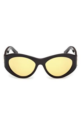 Emilio Pucci 54mm Cat Eye Sunglasses in Black /Fishtail Logo /Amber at Nordstrom