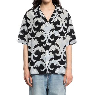 Valentino Mens Black Silk Pattern Shirt