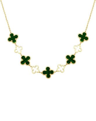 Italian Gold, Inc 14K Malachite Station Layered Clover Necklace