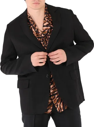 Roberto Cavalli Mens Black Deconstructed Jacket, Brand Size 46 (US Size 36)