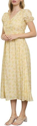 Blu Pepper Floral Print Midi Dress in Butter Yellow Multi at Nordstrom, Size Medium