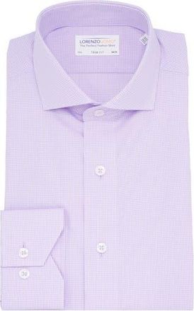 Lorenzo Uomo Trim Fit Micro Gingham Cotton Oxford Dress Shirt in Lilac at Nordstrom Rack, Size 15.5 - 34