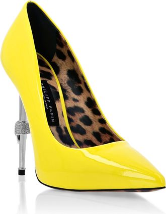 Philipp Plein Skull Heel Patent Leather Pumps