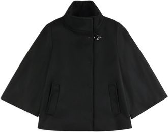 Fay Black Cropped High Collar Wide Sleeve Jacket