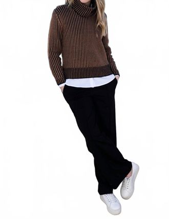 Marble Scotland Ribbed Knit Removable Snood Jumper In Tabacco