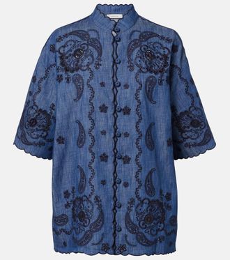 Zimmermann Camisa Aster de denim bordada